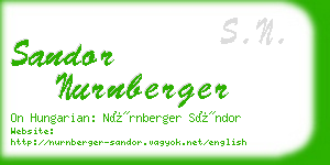 sandor nurnberger business card